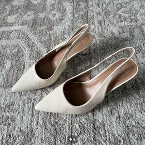 a new day Aubrey Cream Pointed Slingback Kitten Heels